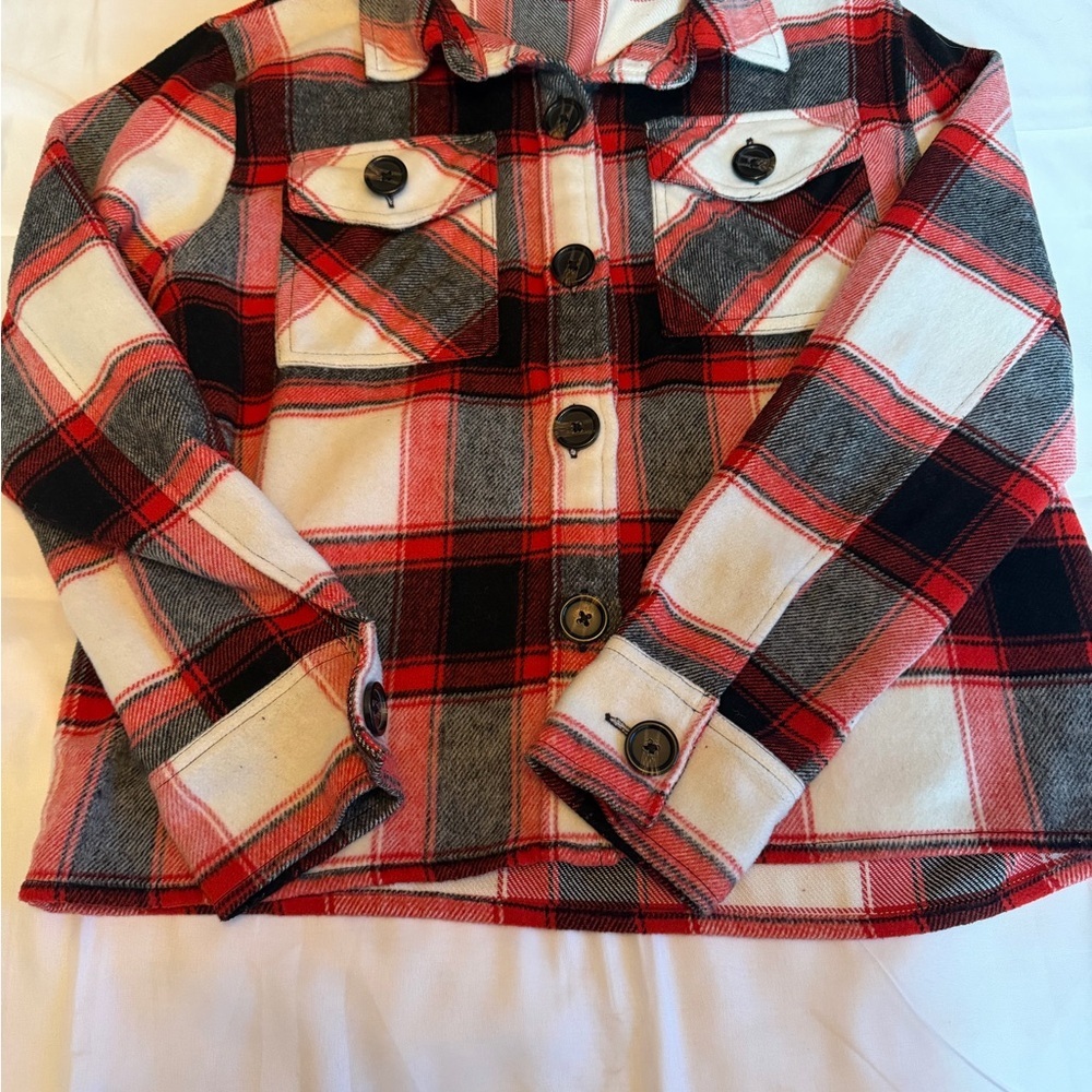 BB Dakota Red and Black Plaid Shacket size small